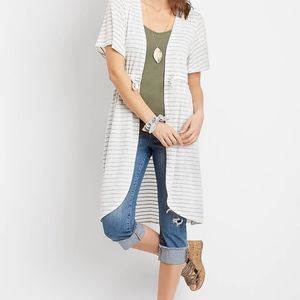 Maurice's Striped Tie Front Duster Cardigan